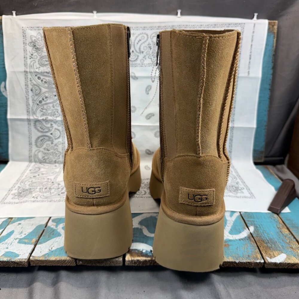 NEW UGG Classic Twin Seam New Heights Side ZIP Boot Chestnut 1158313 Womens 10 - Picture 8 of 8